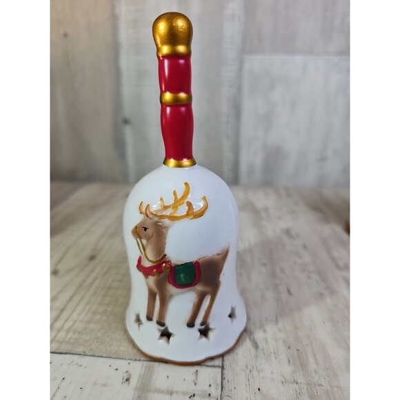 Lot of 6 Vintage Christmas Ceramic Bells Holiday Décor Reindeer Tree Angel Stock - Picture 13 of 14
